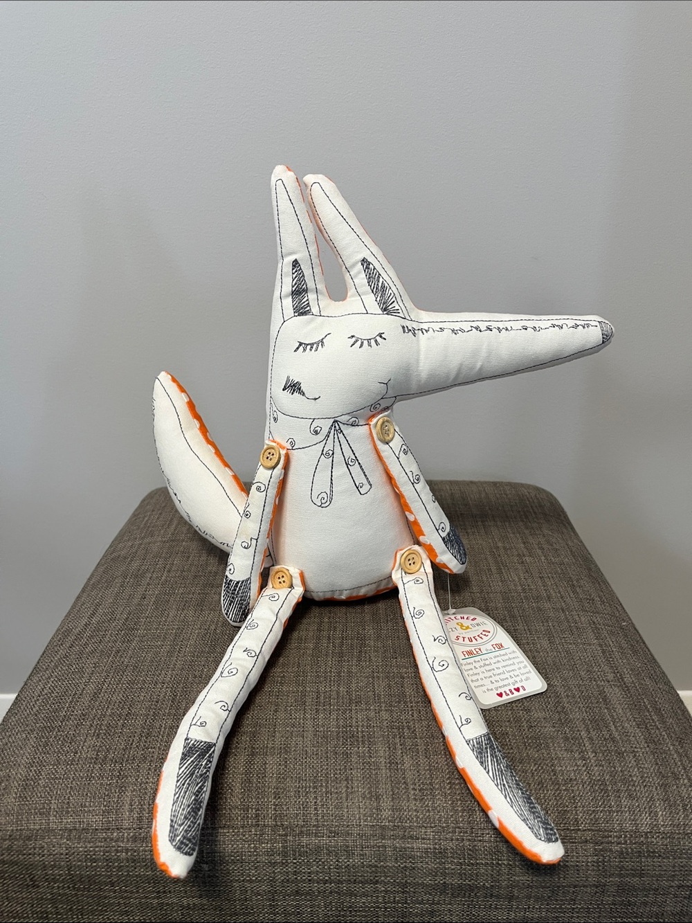 Orange-Trim Plush Fox Toy